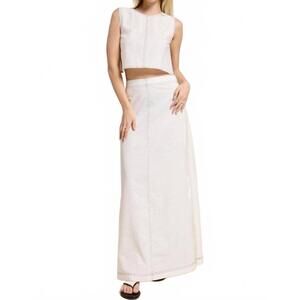 NEW MIMOSA xiomara crop tank top and high-waisted maxi skirt set in white